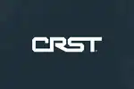 A black and white logo of crst